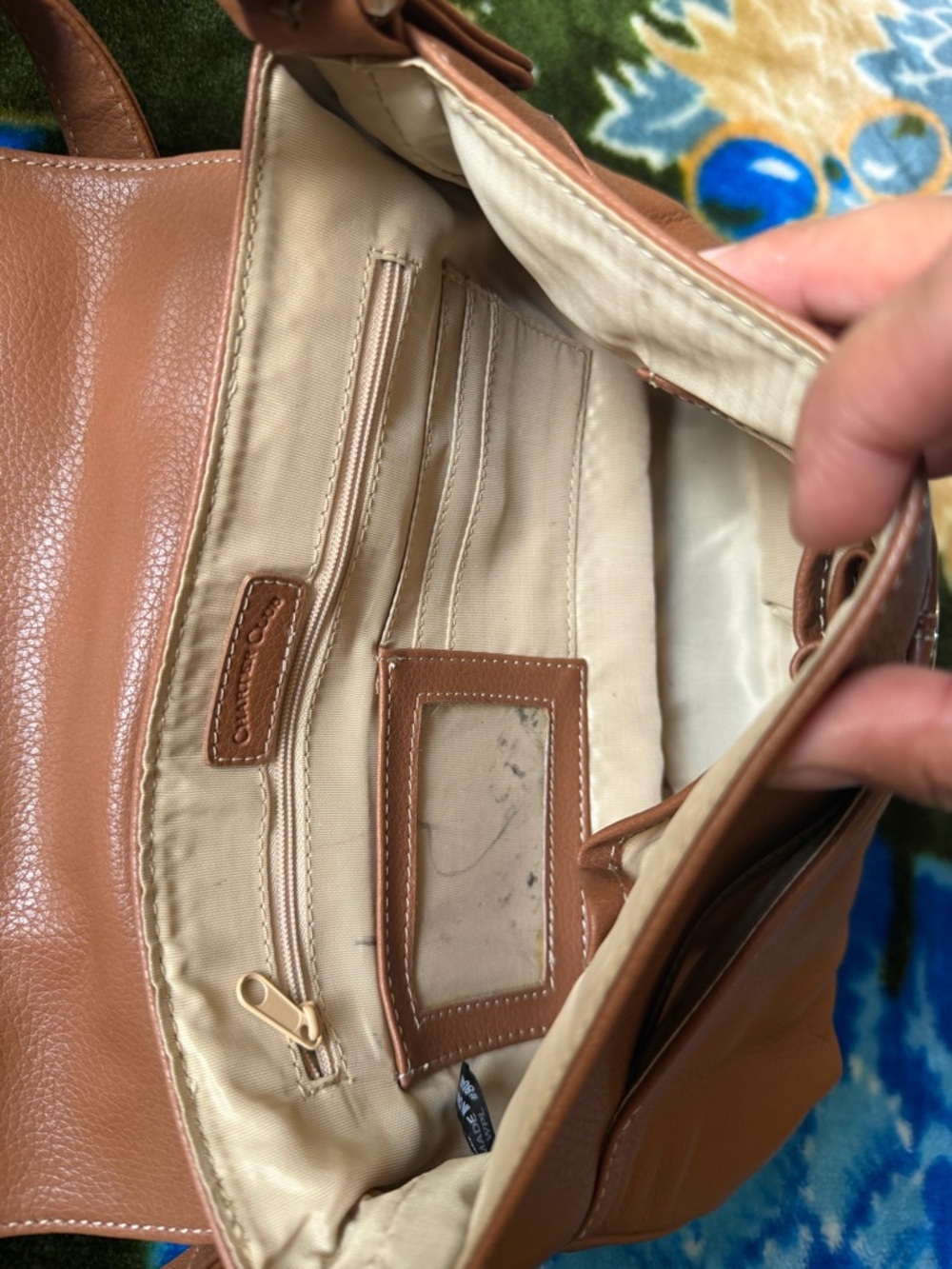 Charter Club Pebbled Leather Flap Crossbody in Tan - Picture 13 of 15